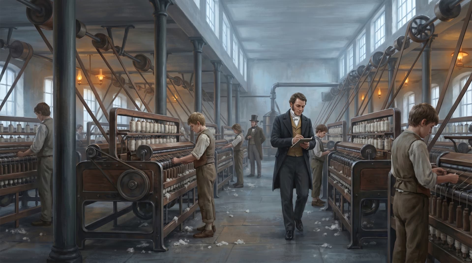 Young textile mill worker testifying before the Sadler Committee about child labor in 1832